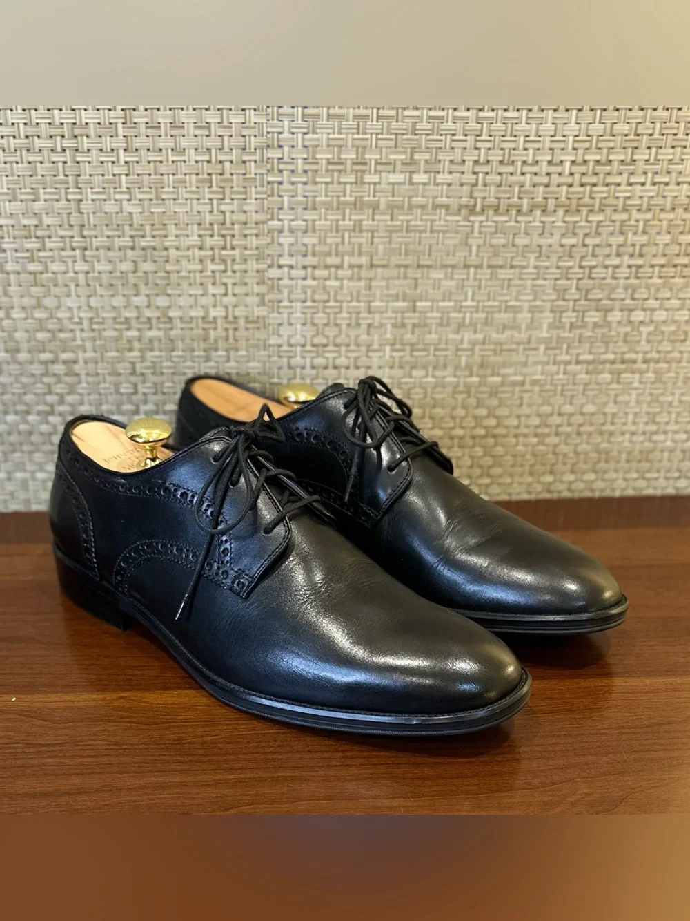 🌟HP🌟Johnston & Murphy Henrick Black Leather Dress Derby's Size 11.5 M